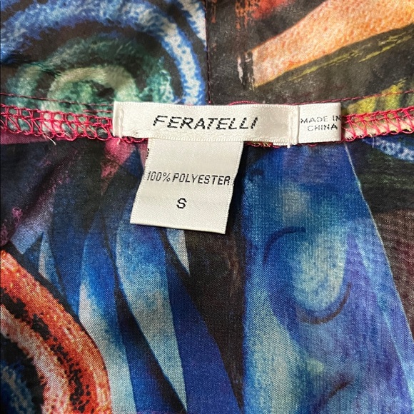 Feratelli Abstract Sheer Asymmetric Zip Tunic Jacket Wearable Art Boho Small Y2K - Picture 2 of 9